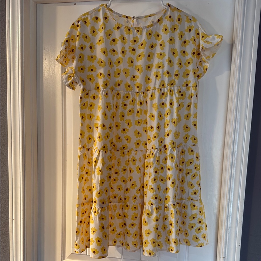 Yellow Floral Midi Dress